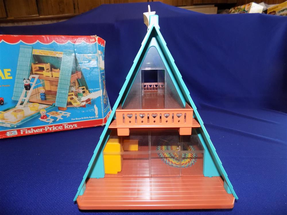 Fisher Price Little People Play Family A Frame #990 Vintage Near Mint with box picture 8881