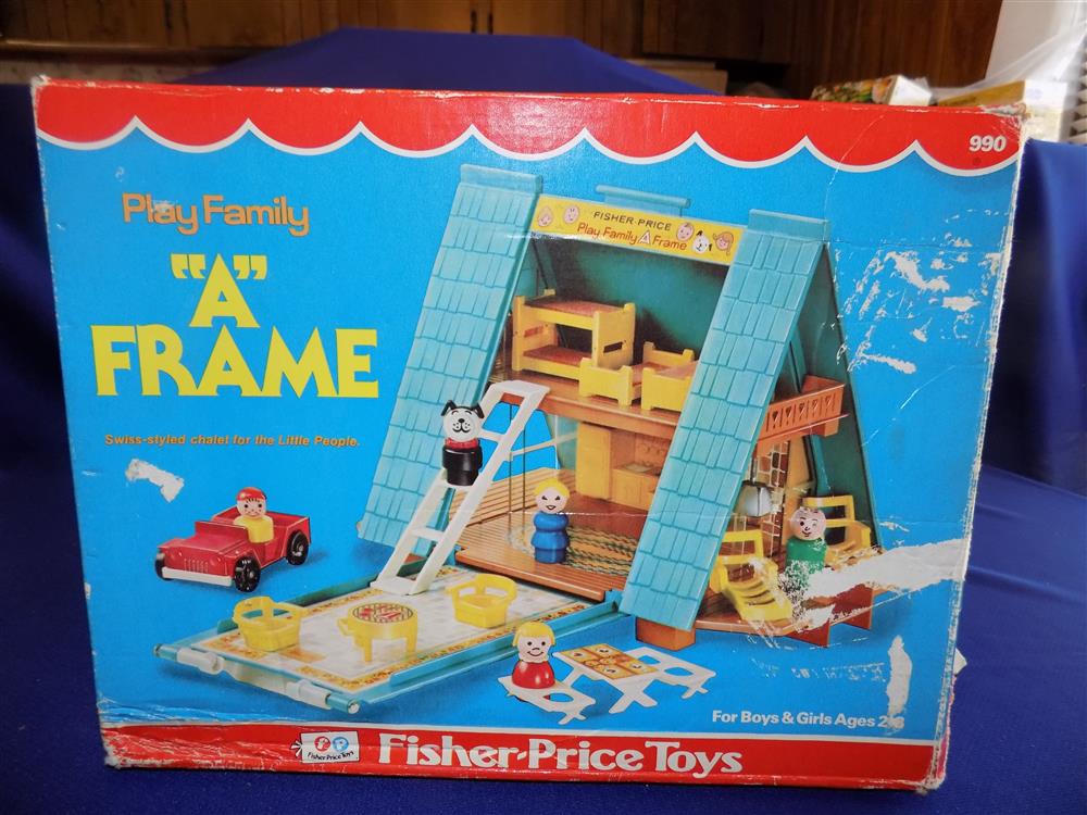 Fisher Price Little People Play Family A Frame #990 Vintage Near Mint with box picture 8882